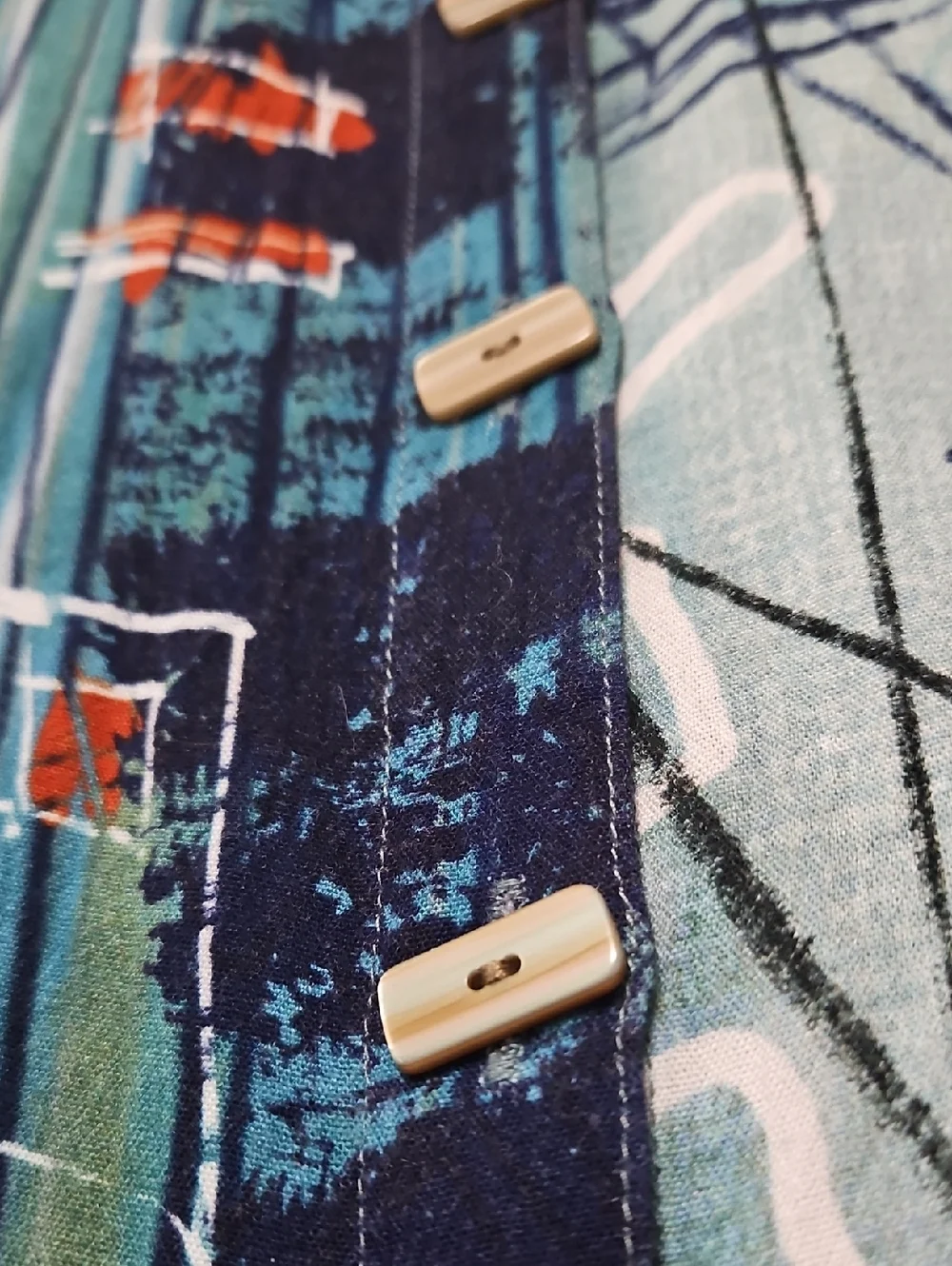 John Mark 2X Abstract Blue Button-Up Art Print Shirt Tunic Artsy - Picture 3 of 16